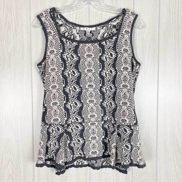 CAbi Tops - Cabi | Gray & White Peplum Shell Knit Top Size Medium